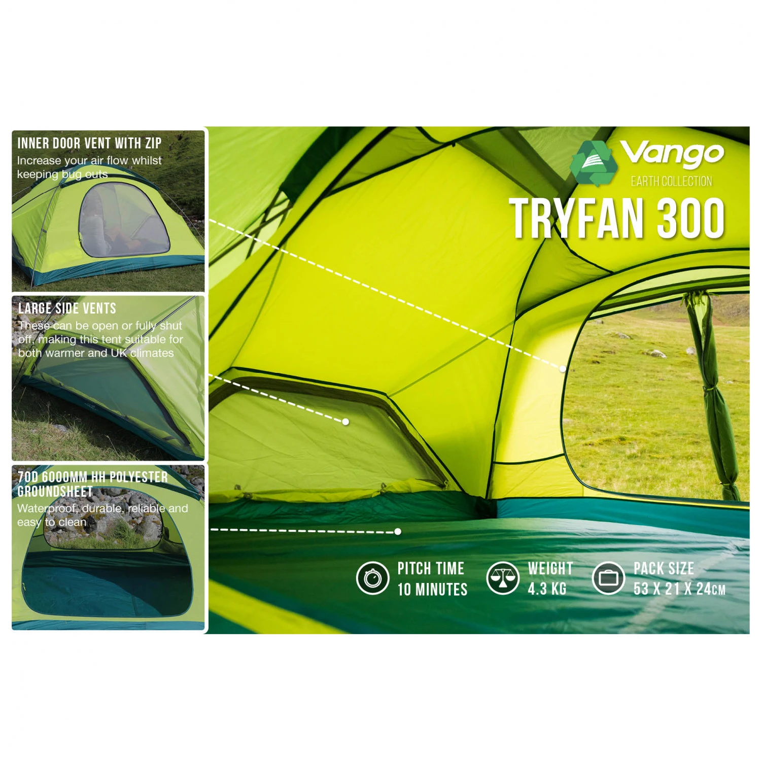 Vango Tryfan 300 - 3-Personen Zelt 5 Vango Tryfan 300 - 3-Personen Zelt - Image 3